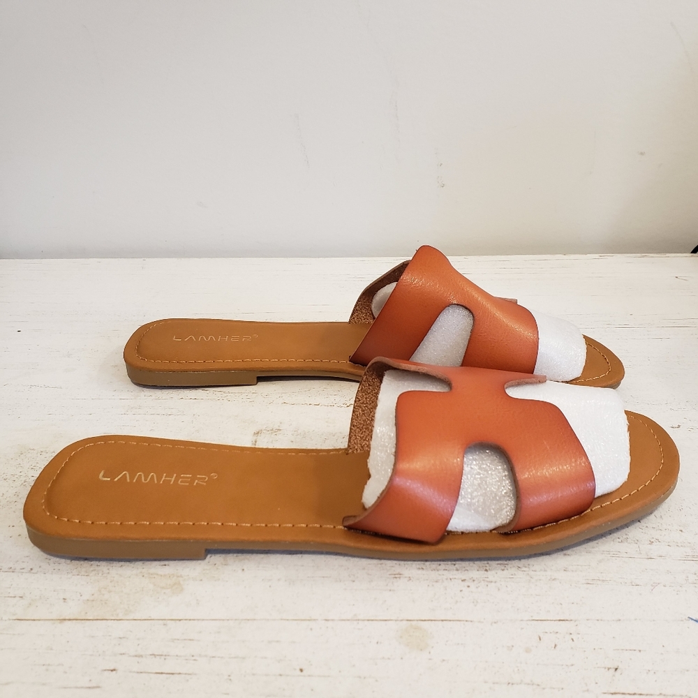 Lamher Woman's Faux Leather Sandals/Slides Size 10